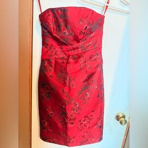 White House Black Market Red and Black Strapless Dress